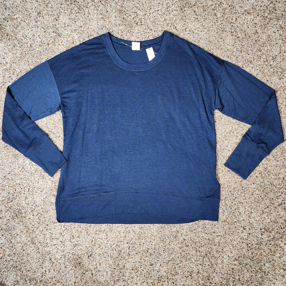 NWT Women's Avia Long Sleeve Soft Tee Shirt Navy Blue Athletic Large